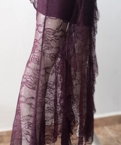 Alternative view of Falda larga de encaje granate  estilo sirena