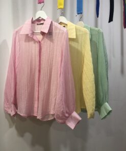 Camisa fina mangas bombacho