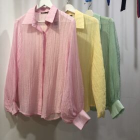 Camisa fina mangas bombacho