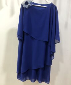 Vestido de Gasa Azul Eléctrico con Flor