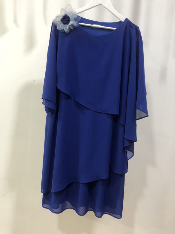 Vestido de Gasa Azul Eléctrico con Flor