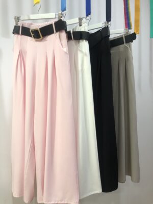 Pantalón palazzo estampado con cinturón – Elegancia y estilo