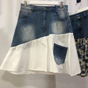 Falda Vaquera Estampada de Flores Acampanada Cortita