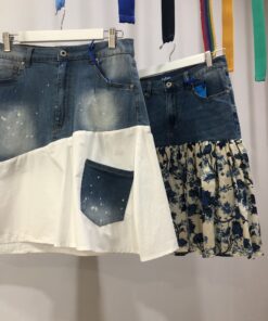 Falda Vaquera Estampada de Flores Acampanada Cortita