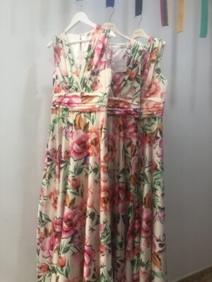 Vestido Largo Daniela Cool Blanco con Flores Elegante