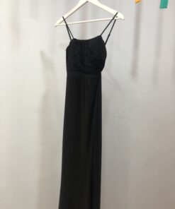 Vestido Largo Negro Elegante con Fruncido pecho