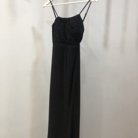 Vestido Largo Negro Elegante con Fruncido pecho