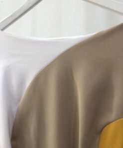 Alternative view of Vestido multicolor mostaza, blanco y camel elegante