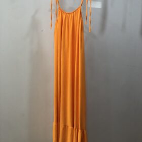 Vestido versase largo rojo/naranja fluido verano mujer