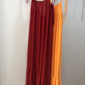 Vestido versase largo rojo/naranja fluido verano mujer