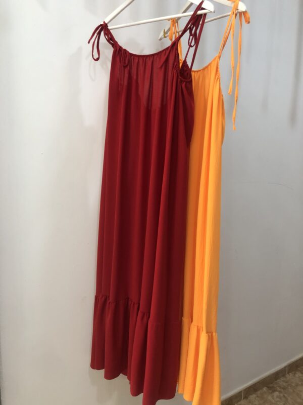 Vestido versase largo rojo/naranja fluido verano mujer