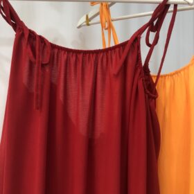 Vestido versase largo rojo/naranja fluido verano mujer