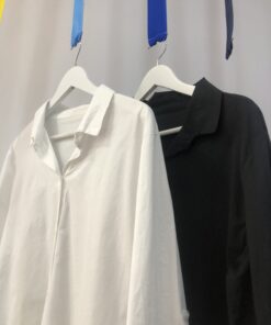 Camisa Básica Larga de Algodón con Elastano – Blanco y Negro
