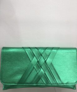 Bolso de fiesta verde metalizado estilo triangular
