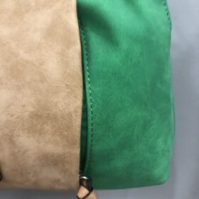 Bolso seraje verde y camel cuadrado tipo bandolera