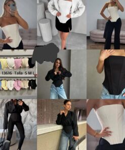 Top palabra de honor blanco entallado elegante mujer