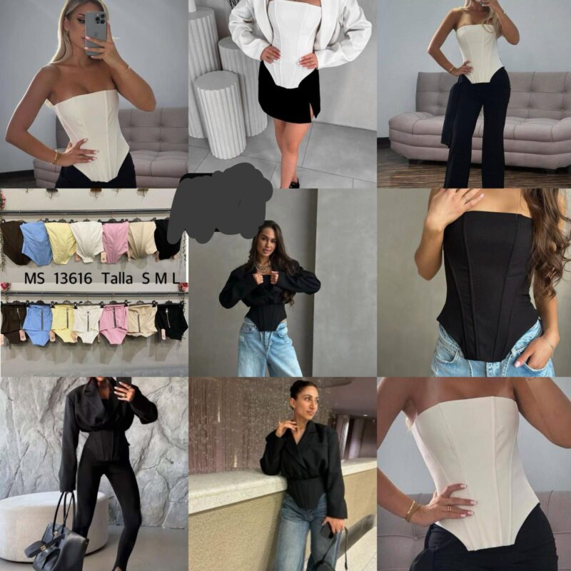 Top palabra de honor blanco entallado elegante mujer