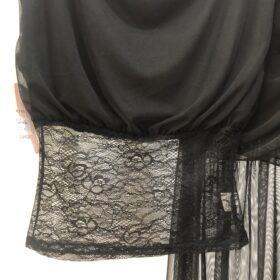 Conjunto falda y top de gasa negro y blanco elegante