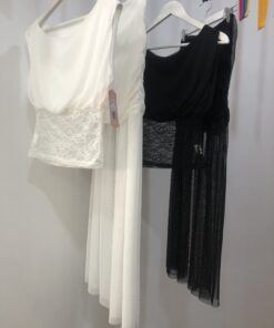 Alternative view of Conjunto falda y top de gasa negro y blanco elegante