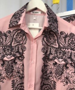 Alternative view of Conjunto mujer estampado negro y rosa palo elegante