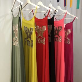 Vestido largo tirantes estrella dorado cómodo y elegante