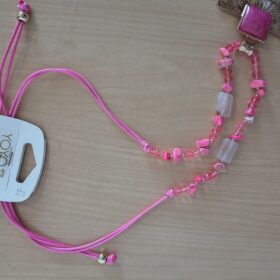 Collar de Nácar Rosa Fucsia con Piedras Originales Ajustable