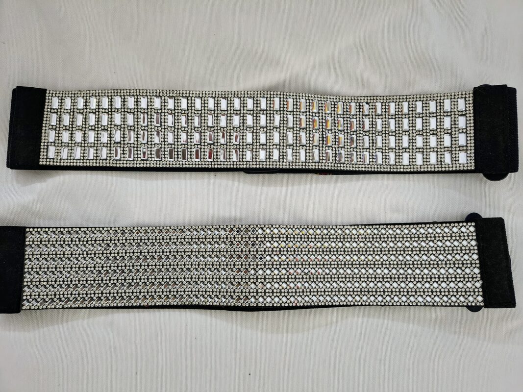 Cinturón Elástico Negro con Brillantes para Fiesta y Eventos