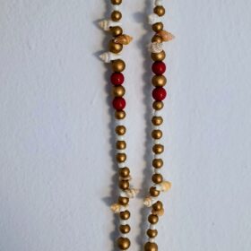Collar Estrella de Mar y Conchas Dorado Bronce con Rojo