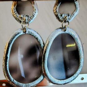 Pendientes Gris Difuminado con Brillantes Elegantes