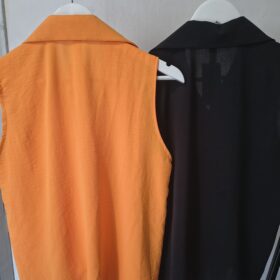 Camisa Naranja con Nudo Delantero Sin Mangas Talla Única