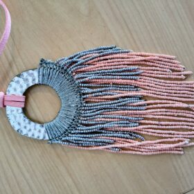 Collar de Canutillos Rosa Palo, Gris y Plata Original