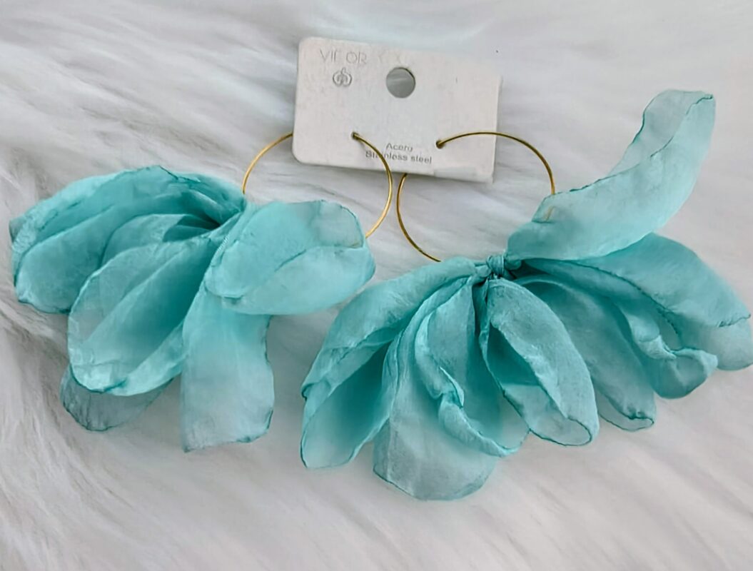 Pendientes Hoja de Tela Turquesa | Originales y Veraniegos
