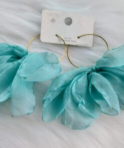 Pendientes Hoja de Tela Turquesa | Originales y Veraniegos