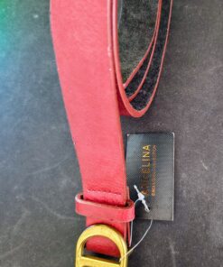Cinturón de polipiel granate con hebilla dorada mujer