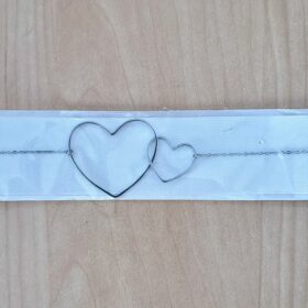 Pulsera de Corazones en Plata con Cadena Regulable