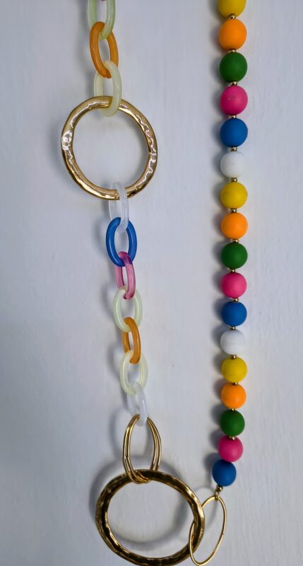 Collar Largo Multicolor  con Círculos y Bolas