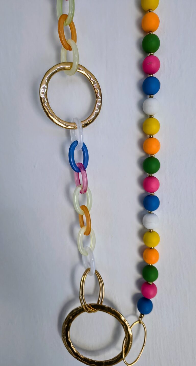 Collar Largo Multicolor  con Círculos y Bolas