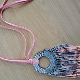 Collar de Canutillos Rosa Palo, Gris y Plata Original