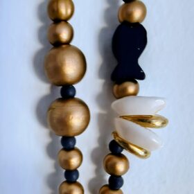 Collar de Madera Azul con Pez y Conchas | Estilo Veraniego