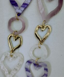 Collar Corazón Lila y Dorado Elegante para Eventos