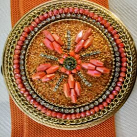 Cinturón Elástico Naranja con Hebilla de Brillantitos