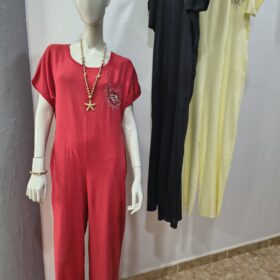Mono Largo de Lino y Viscosa con Alas de Lentejuelas