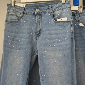 Jeans Push Up Acampanados con Brillantes Azul Claro