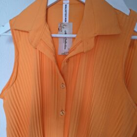 Camisa Naranja con Nudo Delantero Sin Mangas Talla Única