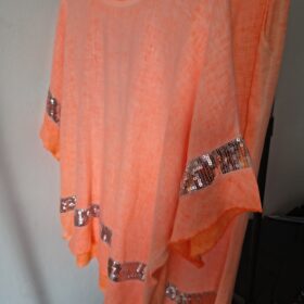 Conjunto Naranja Flúor con Lentejuelas Plata Oversize