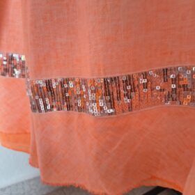 Conjunto Naranja Flúor con Lentejuelas Plata Oversize