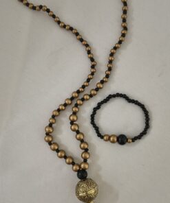 Collar Cuerno Negro y Bronce Dorado | Elegancia Atemporal