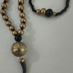 Collar Cuerno Negro y Bronce Dorado | Elegancia Atemporal