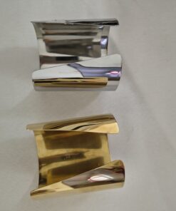 Alternative view of Brazalete ancho de fantasía dorado y plata elegante