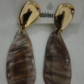 Pendientes Largos Efecto Mármol Gota Beige y Marrón